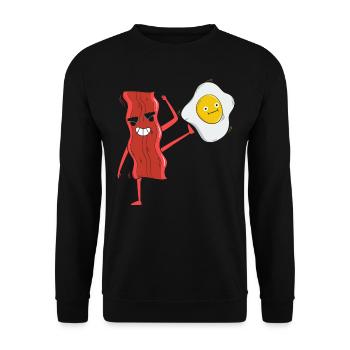 Baconholic Fleisch-Liebhaber Speck-Esser Keto Keto - Unisex Pullover - Schwarz - Vorne - Alina (178cm) & Michal (187cm)