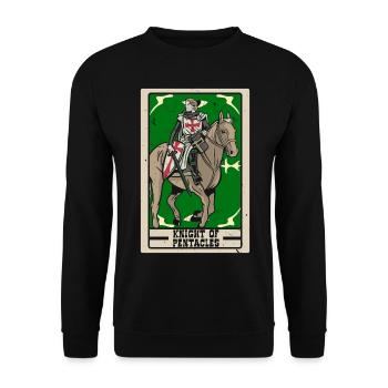 Ritter der Münzen Tarotkarte Wahrsagerei - Unisex Pullover - Schwarz - Vorne - Alina (178cm) & Michal (187cm)