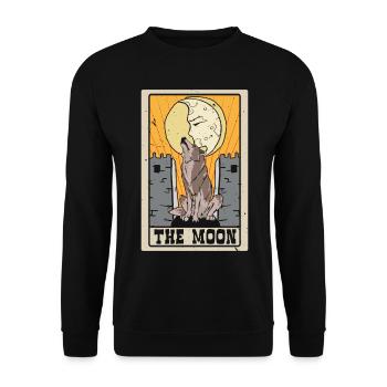 Der Mond Tarotkarte Schamane Wahrsagerei - Unisex Pullover - Schwarz - Vorne - Alina (178cm) & Michal (187cm)