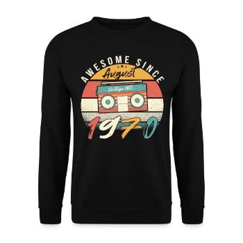 August 1970 Geschenkidee - Unisex Pullover - Schwarz - Vorne - Alina (178cm) & Michal (187cm)
