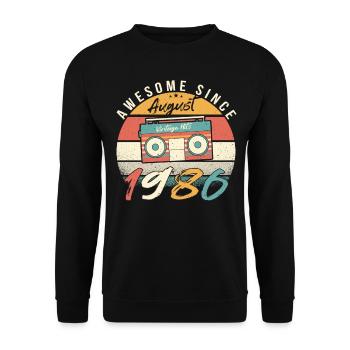 Geboren Im August 1986 - Unisex Pullover - Schwarz - Vorne - Alina (178cm) & Michal (187cm)