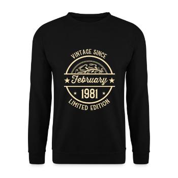 Anniversaire Vintage depuis février 1981 - Sweat-shirt Unisexe - noir - Devant - Alina (178cm) & Michal (187cm)