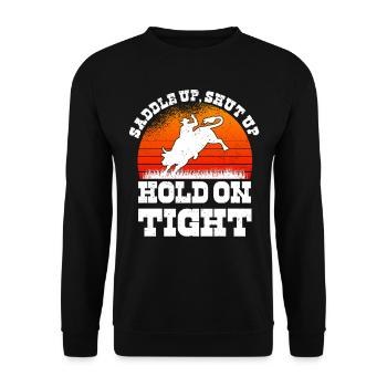 Rodéo Western Cowboy Wild West Retro Horse - Sweat-shirt Unisexe - noir - Devant - Alina (178cm) & Michal (187cm)