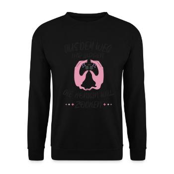 Aus Dem Weg Ihr Lappen der König Will Zocken Gamer - Unisex Pullover - Schwarz - Vorne - Alina (178cm) & Michal (187cm)