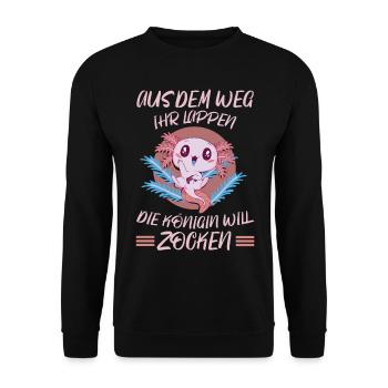 Aus Dem Weg Ihr Lappen der König Will Zocken Gamer - Unisex Pullover - Schwarz - Vorne - Alina (178cm) & Michal (187cm)