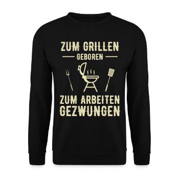 Grillen Lustiger Spruch Grillbesteck - Unisex Pullover - Schwarz - Vorne - Alina (178cm) & Michal (187cm)