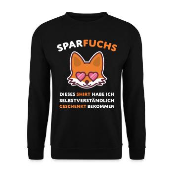 Fuchs Sparfuchs Sparen Sparer Finanzen - Unisex Pullover - Schwarz - Vorne - Alina (178cm) & Michal (187cm)