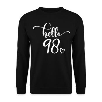Hello 98 - Cute 98th Birthday Gift, 98 Years Old - Unisex Sweatshirt - black - Front - Alina (178cm) & Michal (187cm)