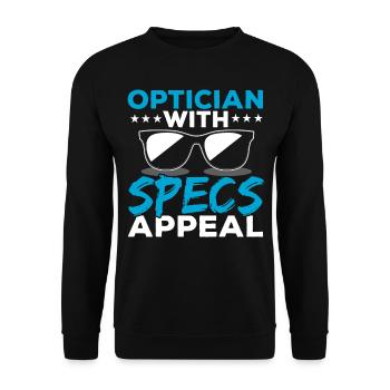Opticien avec lentilles Attractivité Optométrie - Sweat-shirt Unisexe - noir - Devant - Alina (178cm) & Michal (187cm)
