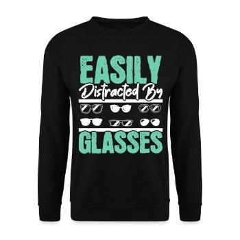 Facilement distrait par les lunettes Optométriste Opt - Sweat-shirt Unisexe - noir - Devant - Alina (178cm) & Michal (187cm)