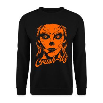 Design avant La Muerta fait à la main par Crashitz - Sweat-shirt Unisexe - noir - Devant - Alina (178cm) & Michal (187cm)