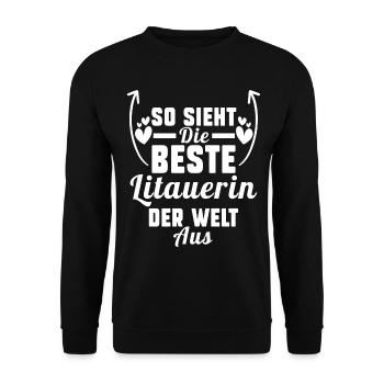 Litauen Litauerin Litauisches - Unisex Pullover - Schwarz - Vorne - Alina (178cm) & Michal (187cm)