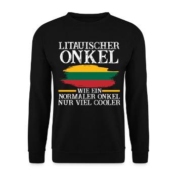 Litauer Onkel Litauen - Unisex Pullover - Schwarz - Vorne - Alina (178cm) & Michal (187cm)
