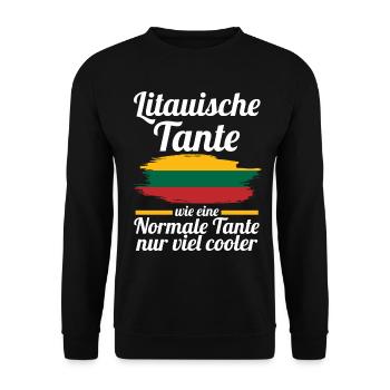 Litauerin Tante Litauen - Unisex Pullover - Schwarz - Vorne - Alina (178cm) & Michal (187cm)