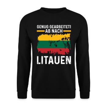Urlaub Litauer Litauen - Unisex Pullover - Schwarz - Vorne - Alina (178cm) & Michal (187cm)