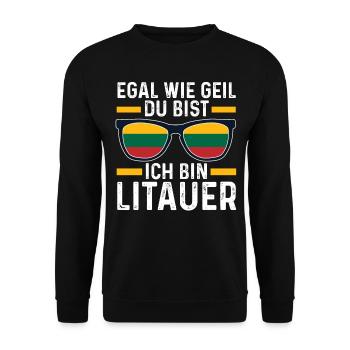 Litauer Litauisches Litauen - Unisex Pullover - Schwarz - Vorne - Alina (178cm) & Michal (187cm)