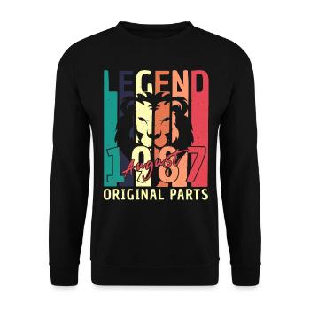 August 1987 Geschenkidee - Unisex Pullover - Schwarz - Vorne - Alina (178cm) & Michal (187cm)