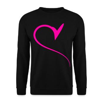 Halbes Pinkes Herz Simpel - Unisex Pullover - Schwarz - Vorne - Alina (178cm) & Michal (187cm)