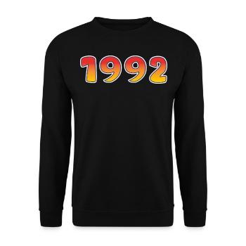 Année 1992 En Orange - Design Jaune - Sweat-shirt Unisexe - noir - Devant - Alina (178cm) & Michal (187cm)