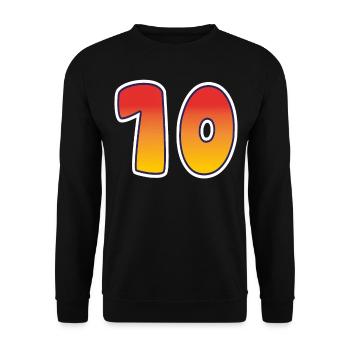 Zahl 10 Rot - Oranges Design - Unisex Pullover - Schwarz - Vorne - Alina (178cm) & Michal (187cm)