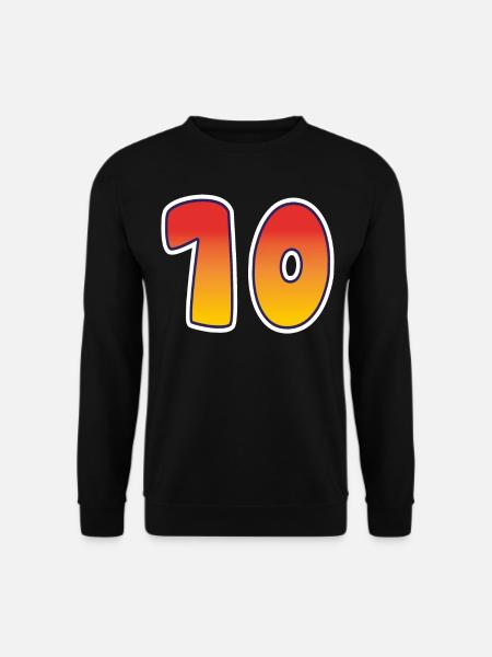 Zahl 10 Rot - Oranges Design - Unisex Pullover - Schwarz