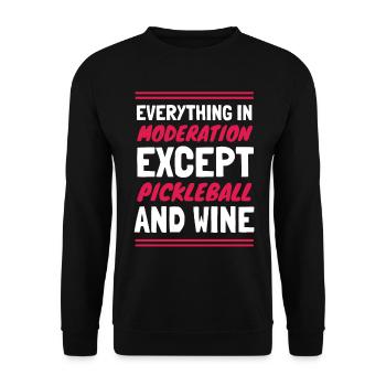 Funny Wine and Pickleball - Unisex Pullover - Schwarz - Vorne - Alina (178cm) & Michal (187cm)