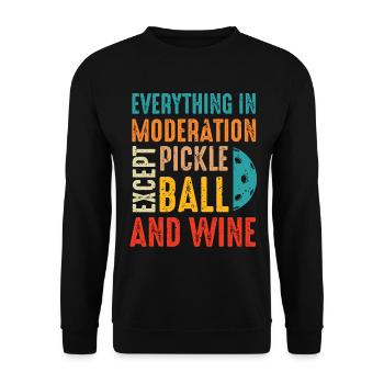 Funny Wine and Pickleball - Unisex Pullover - Schwarz - Vorne - Alina (178cm) & Michal (187cm)