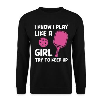 Je sais que je joue comme une fille essayer de suivre - Sweat-shirt Unisexe - noir - Devant - Alina (178cm) & Michal (187cm)