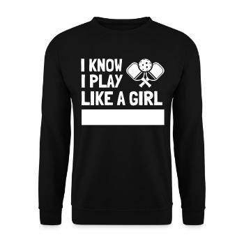 Je sais que je joue comme une fille essayer de suivre - Sweat-shirt Unisexe - noir - Devant - Alina (178cm) & Michal (187cm)