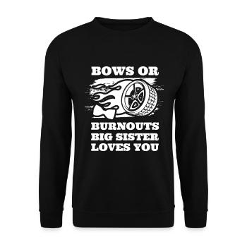 Burnouts Or Bows Gender Reveal Party - Unisex Sweatshirt - black - Front - Alina (178cm) & Michal (187cm)
