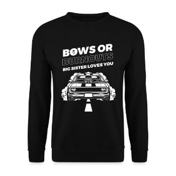 Burnouts Or Bows Gender Reveal Party - Unisex Sweatshirt - black - Front - Alina (178cm) & Michal (187cm)