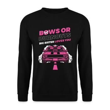 Burnouts Or Bows Gender Reveal Party - Unisex Sweatshirt - black - Front - Alina (178cm) & Michal (187cm)