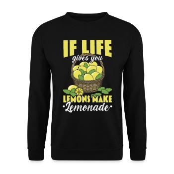 Wenn das Leben dir Zitronen schenkt, mach Limonade - Unisex Pullover - Schwarz - Vorne - Alina (178cm) & Michal (187cm)