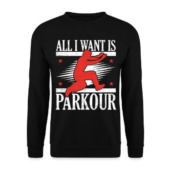 Alles was ich will ist Parkour Freies Laufen Trace - Unisex Pullover - Schwarz - Vorne - Alina (178cm) & Michal (187cm)