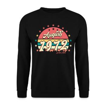 August 1972 50tes Lebensjahr - Unisex Pullover - Schwarz - Vorne - Alina (178cm) & Michal (187cm)
