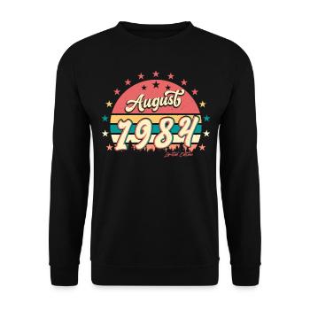 Geburtstagsgruss 1984 August - Unisex Pullover - Schwarz - Vorne - Alina (178cm) & Michal (187cm)
