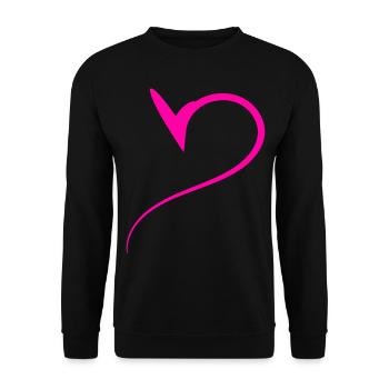 Halbes Pinkes Herz Simpel - Unisex Pullover - Schwarz - Vorne - Alina (178cm) & Michal (187cm)