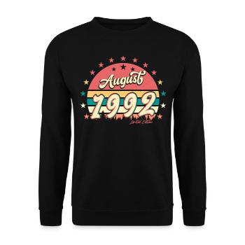 Zum 30.Lebensjahr August 1992 - Unisex Pullover - Schwarz - Vorne - Alina (178cm) & Michal (187cm)