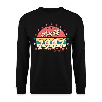 Baujahr 1997 Im August - Unisex Pullover - Schwarz - Vorne - Alina (178cm) & Michal (187cm)