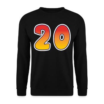 Zahl 20 Rot - Oranges Design - Unisex Pullover - Schwarz - Vorne - Alina (178cm) & Michal (187cm)