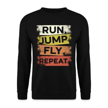 Run Jump Fly Repeat Parkour Free Running Traceur - Unisex Pullover - Schwarz - Vorne - Alina (178cm) & Michal (187cm)