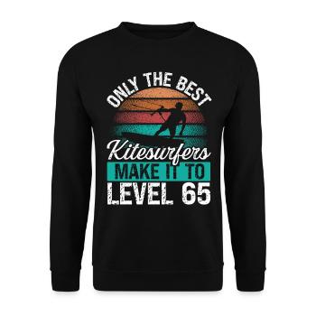65 Kitesurf Level 65 Year Retro Kiteboarding - Unisex Sweatshirt - black - Front - Alina (178cm) & Michal (187cm)