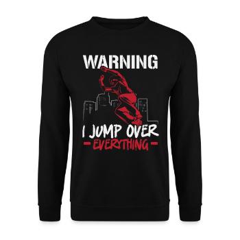 Attention I jump over everything Parkour Traceur - Unisex Sweatshirt - black - Front - Alina (178cm) & Michal (187cm)