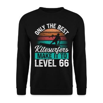 66 Kitesurf Level 66 Year Retro Kiteboarding - Unisex Sweatshirt - black - Front - Alina (178cm) & Michal (187cm)