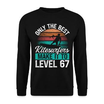 67 Kitesurf Level 67 Year Retro Kiteboarding - Unisex Pullover - Schwarz - Vorne - Alina (178cm) & Michal (187cm)
