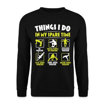 Ce que je fais dans mon temps libre Parkour Tr - Sweat-shirt Unisexe - noir - Devant - Alina (178cm) & Michal (187cm)