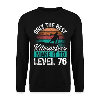 76 Kitesurf Level 76 Year Retro Kiteboarding - Unisex Sweatshirt - black - Front - Alina (178cm) & Michal (187cm)