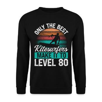 80 Kitesurf Level 80 Year Retro Kiteboarding - Unisex Sweatshirt - black - Front - Alina (178cm) & Michal (187cm)