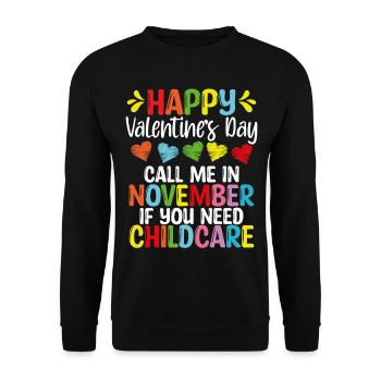 Fournisseur de services de garde Pour la Saint-Valentin Enseignant en garderie - Sweat-shirt Unisexe - noir - Devant - Alina (178cm) & Michal (187cm)