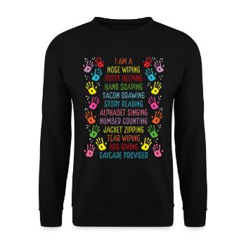 Childcare Teacher Appreciation Daycare Provider - Unisex Sweatshirt - black - Front - Alina (178cm) & Michal (187cm)